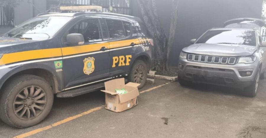 PRF prende idoso suspeito de tráfico de pessoas e flagra quase 230 frascos de lança-perfume na BR-040, em Carandaí