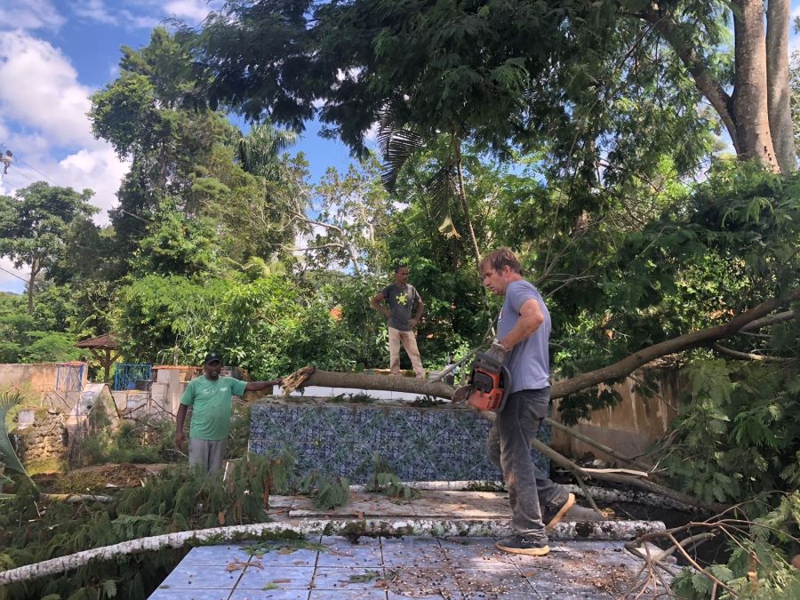 Temporal derruba árvore de grande porte e provoca danos no Cemitério de Roça Grande, em São João Nepomuceno